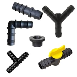 Radhe Agri 16 MM Drip Irrigation Pipe Fittings Accessories Set, Elbow, Tee, Straight Connector, Y Jointer, Drip Cock, Grommet (Each 25 Pcs) 1