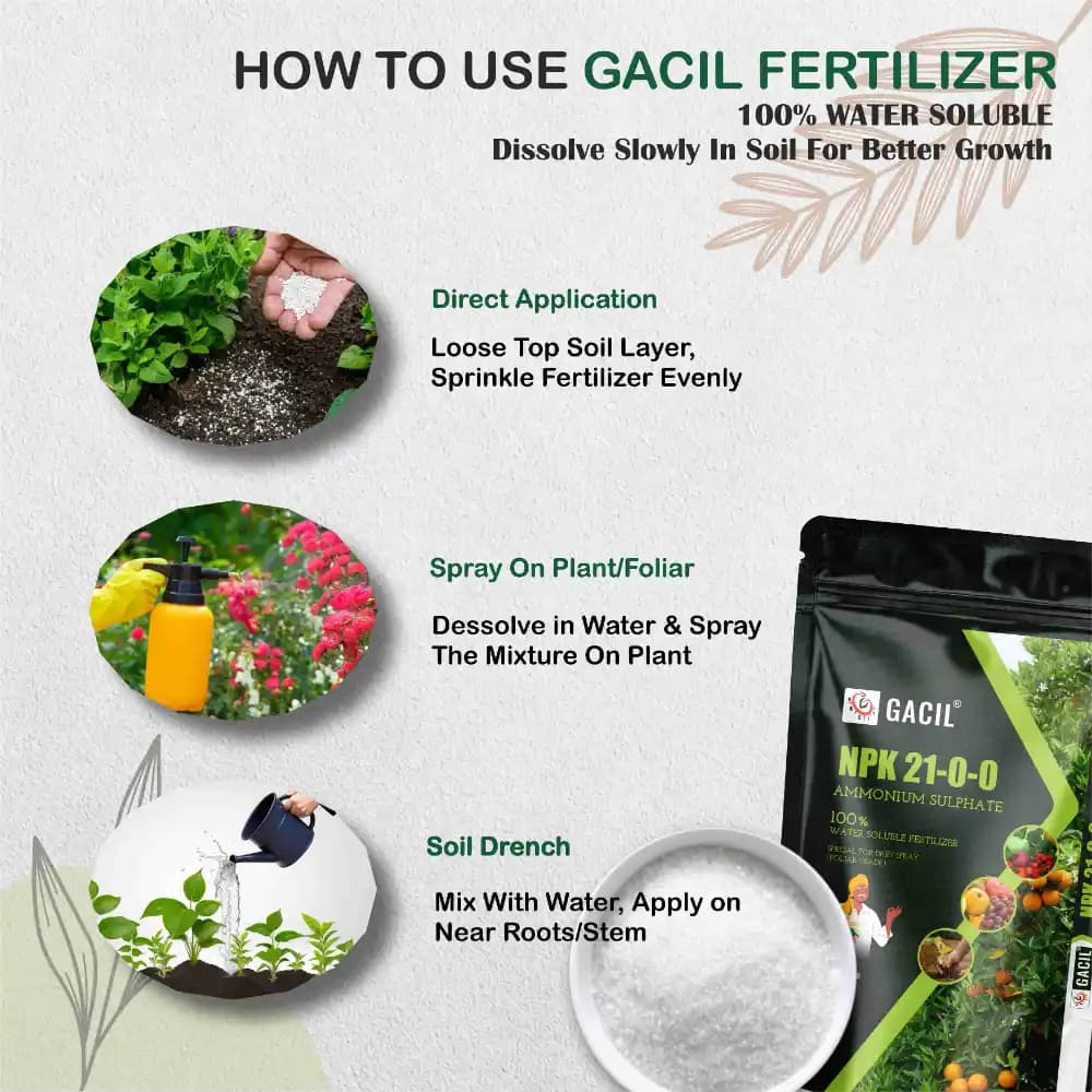 GACIL NPK 21-0-0 Ammonium Sulphate 21% Fertilizer For Garden Plants & Agriculture Farming Crops, White Crystalline Powder. - Image 7