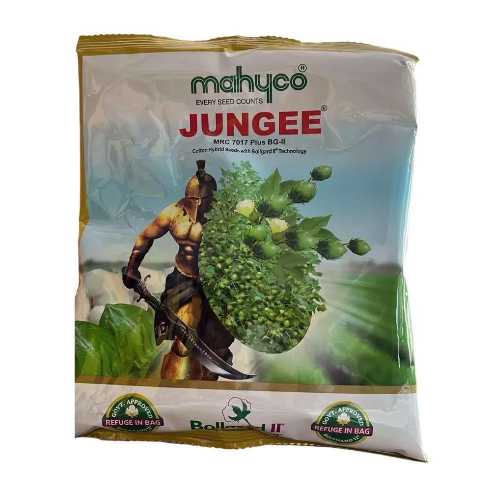 Mahyco Jungee MRC 7017 Plus BG II Hybrid Cotton Seeds, Big Bolls, Suitable For All Soil Types (475 Gm)