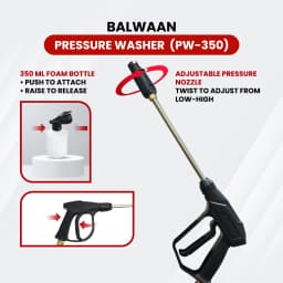 Balwaan PW-350 Pressure Washer, Brass Pump Head 1800w Motor, Idle For Car Wash and Cleaning Purposes 7