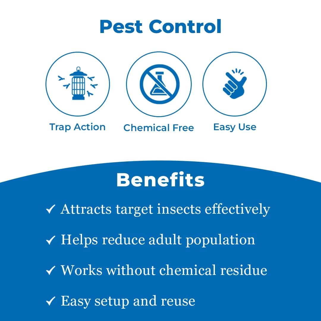 फ्रूट फ्लाई फेरोमोने ट्रैप सेट - 1 एकड़ के लिए और बैक्ट्रोसेरा कोरेक्टा, ज़ोनटा, डोर्सालिसा के लिए लुअर। - Image 3