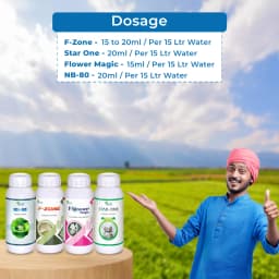 Suraksha Kit For Larva Control at Flowering Stage 45-80 Days (F-Zone 250 ML + Star One 250 ML + Flower Magic 250 ML +NB 80 250 ML) 5