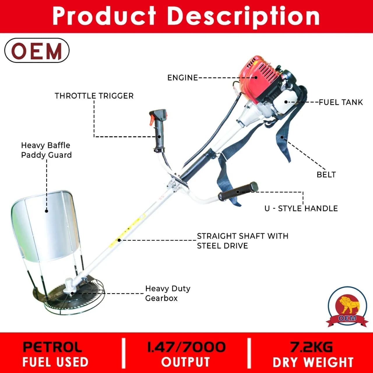 OEM Professional 4 Stroke Brush Cutter With Honda GX35 Type Engine, Side Pack Model - Image 2