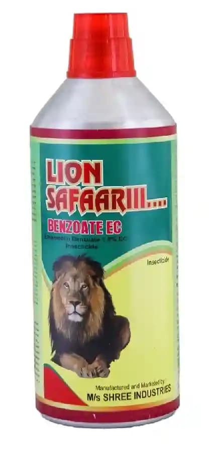 Shree Industries Lion Safari Emamectin Benzoate 1.9% EC Insecticide, Effective Caterpillars, Leaf Miners, Diamond Back Moth, Diptera, Homoptera - Image 1