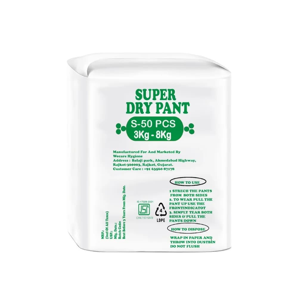 Tithyam Super Dry Pant, Baby Diaper Pants, S Size, Double Leakage Protection, Disposable Baby Diapers (50 Count, Pack of 1) - Image 6
