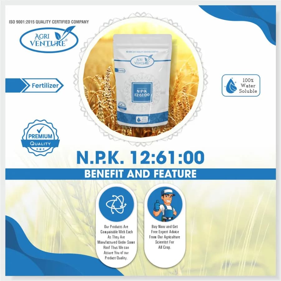 Agriventure NPK 12:61:00 Imported 100% Water Soluble Drip Fertilizer, Use for Vegetables and Fruits - Image 2