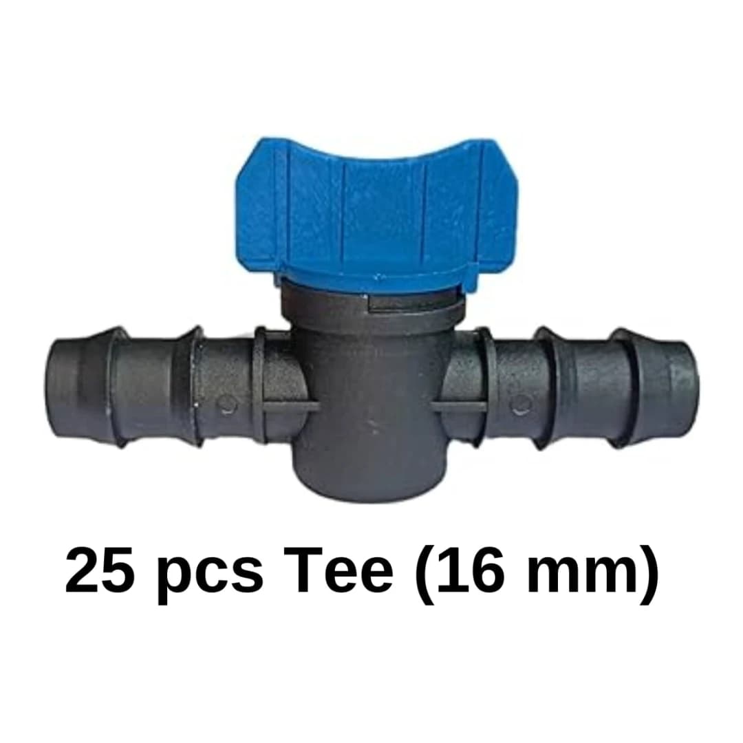 Radhe Agri Drip Irrigation Accessories Set 16mm, ABS Plastic, Multicolour, Elbow, Straight Connector, End Cap, Tee, Drip Cock (Each 25 Pcs) - Image 7