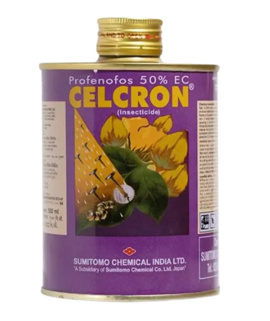 Sumitomo Celcron Prefenophos 50% EC, Used To Control Jassids, Aphids, Bollworms, And Mites In Cotton And Caterpillar In Vegetables - Image 1