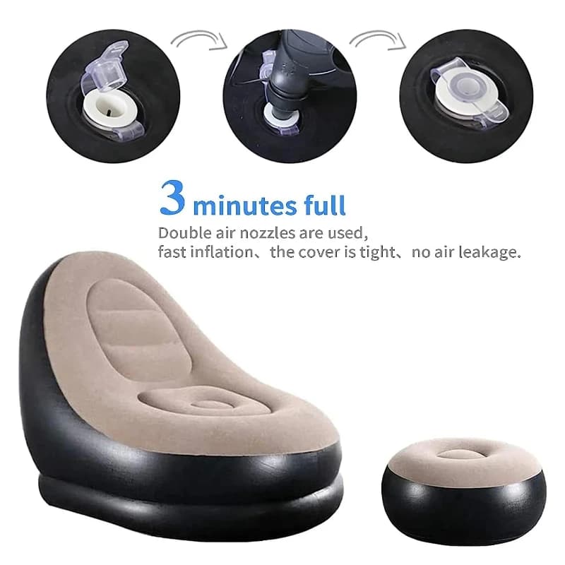 Portable Inflatable Air Sofa, Lounge Chair With Pump For Indoor Outdoor Use - Image 4