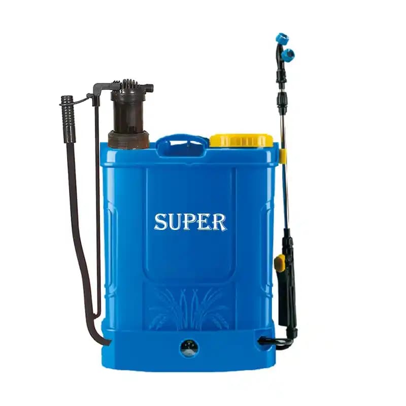 FarmEarth Super 2 In 1 Agriculture Hand and Battery Operated Knapsack Garden Sprayer, 16L Capacity, 12V x 8A Battery, Blue Color - Image 1