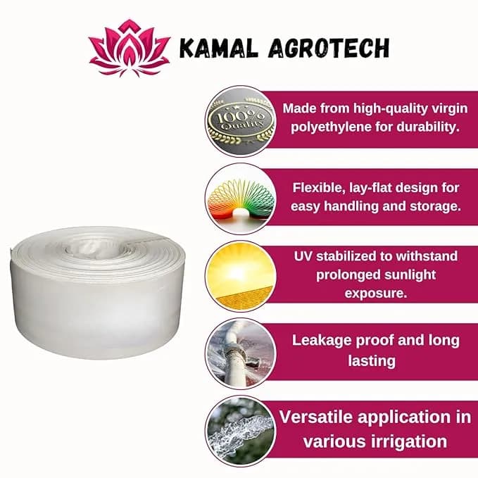 Kamal Agrotech White Pure Nylone LDPE Lapeta Pipe (3 Inch), Suitable For A Wide Range Of Agricultural And Industrial Applications. - Image 2