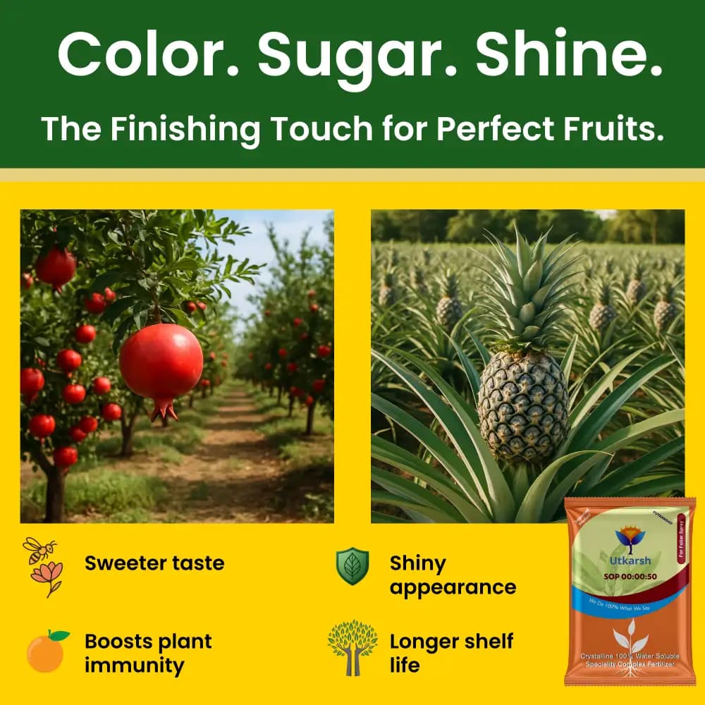 Utkarsh SOP (00:00:50 + 17.5 S) (Potassium Sulphate) K2SO4 (100% Water Soluble Fertilizer) Foliar Spray Nutrition - Image 2