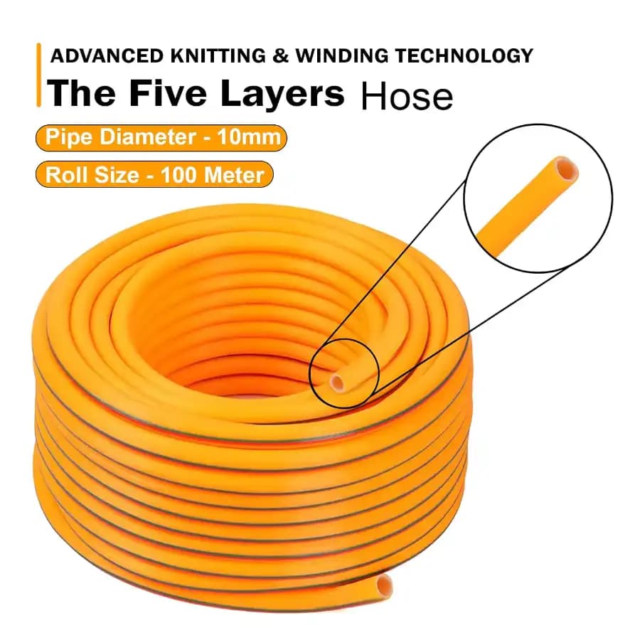 Neptune 10 MM-100 MTR Heavy Duty 5 Layered PVC High Pressure Hose Pipe, Korean Technology, Ideal for Agriculture - Image 5