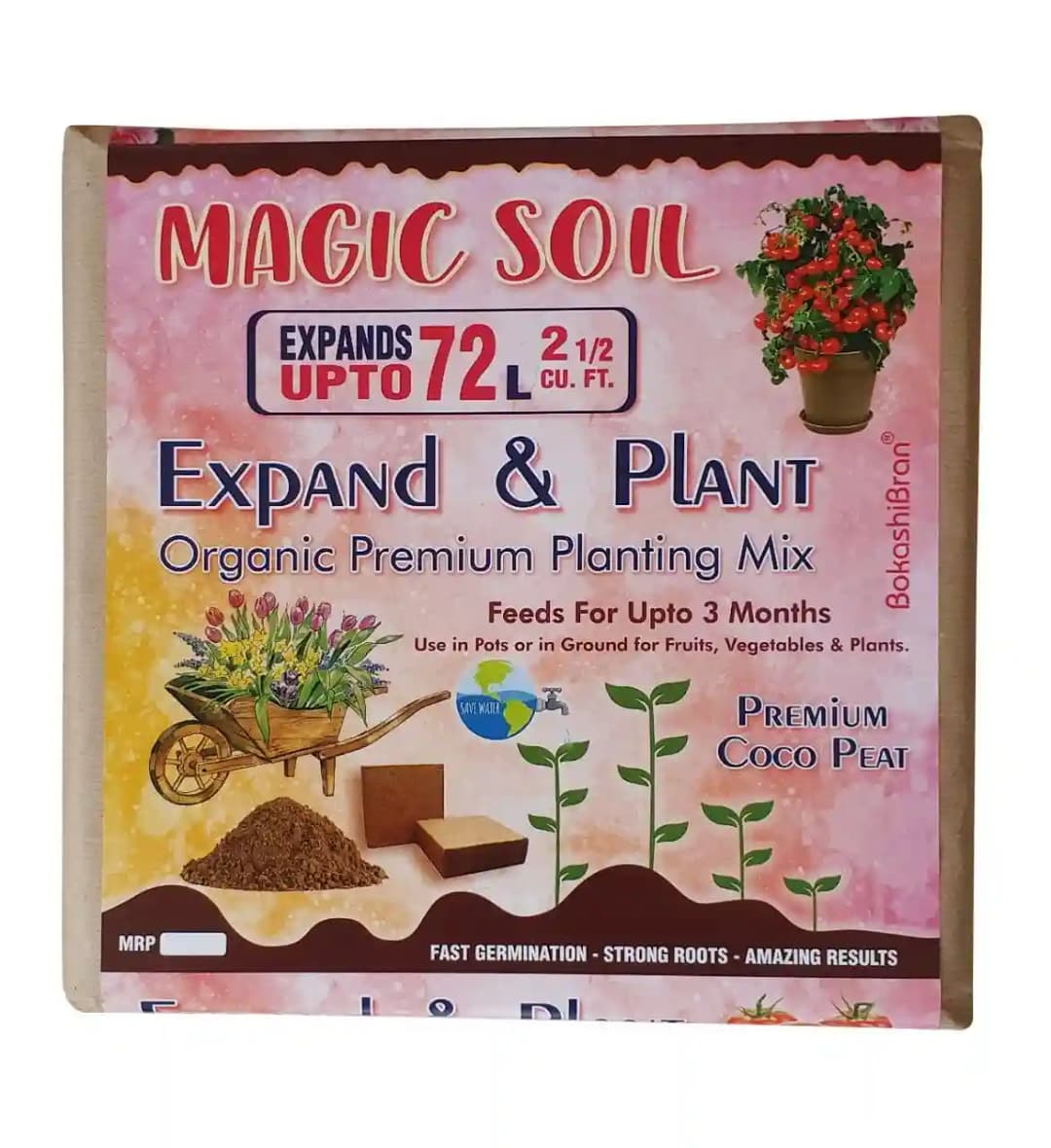 Magic Soil Organic Premium Planting Mix Nutri Cocopeat Block Expand & Plant.
