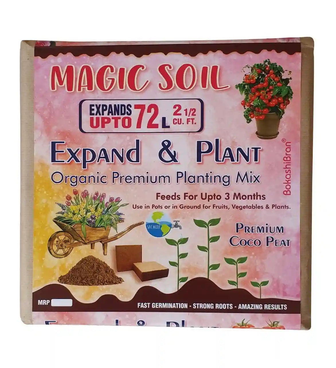 Magic Soil Organic Premium Planting Mix Nutri Cocopeat Block Expand & Plant.
