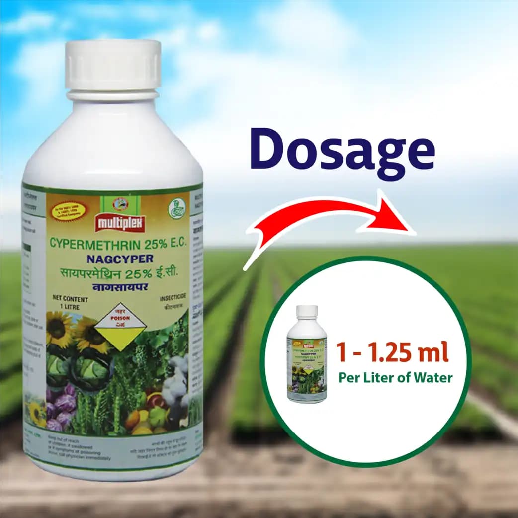 Multiplex Nagcyper Cypermethrin 25% EC Insecticide, Effective Pest Control in Bollworm, Diamond Back Moth, Fruit Borer, Shoot Borer, Early Shoot Borer - Image 4