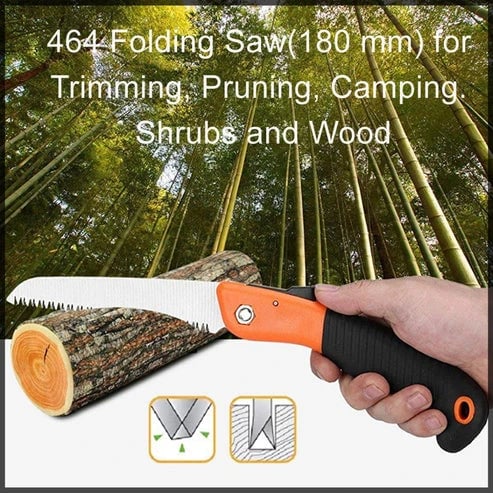 Folding Saw For Trimming, Pruning And Camping, Sharp Steel Blade, Safety Lock And Non-Slip Handle (180 Mm)