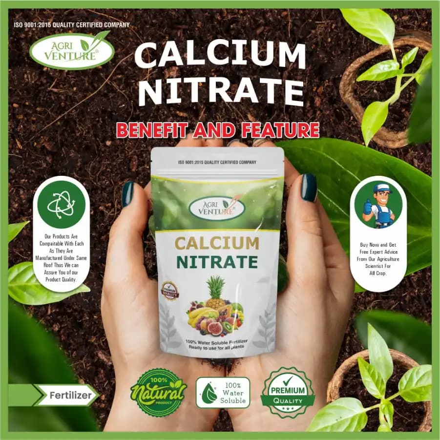Agriventure Calcium Nitrate 18.8%, 100% Water Soluble Fertilizer, Increases Crop Quality And Yield - Image 1