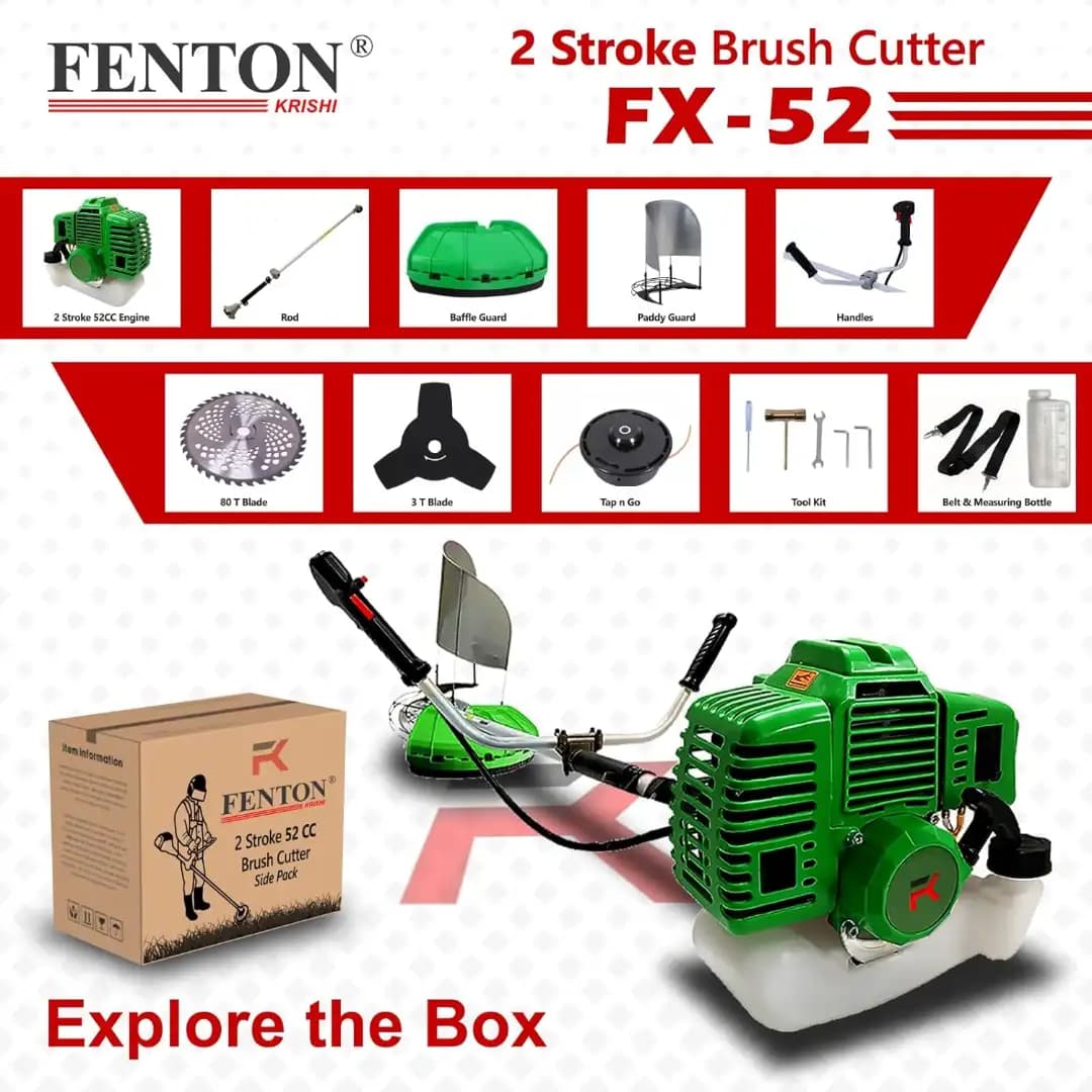 Fenton Krishi Side Pack FX-52 Brush Cutter, 52CC, 2 Stroke, 2.2 HP Engine, Best For Gardens, Backyards, Small Fields - Image 4