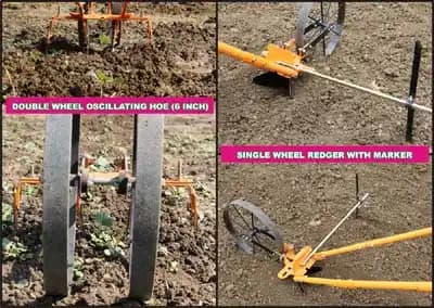 MAHAN MWH Manual Wheel Hoe with Oscillating Hoe, Plow Set, Cultivation Teeth, Marker - Image 2