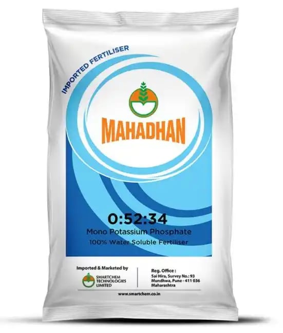महाधन 00:52:34 मोनो पोटैशियम फॉस्फेट, 100% पानी में घुलनशील उर्वरक, सभी पौधों के लिए उपयोगी