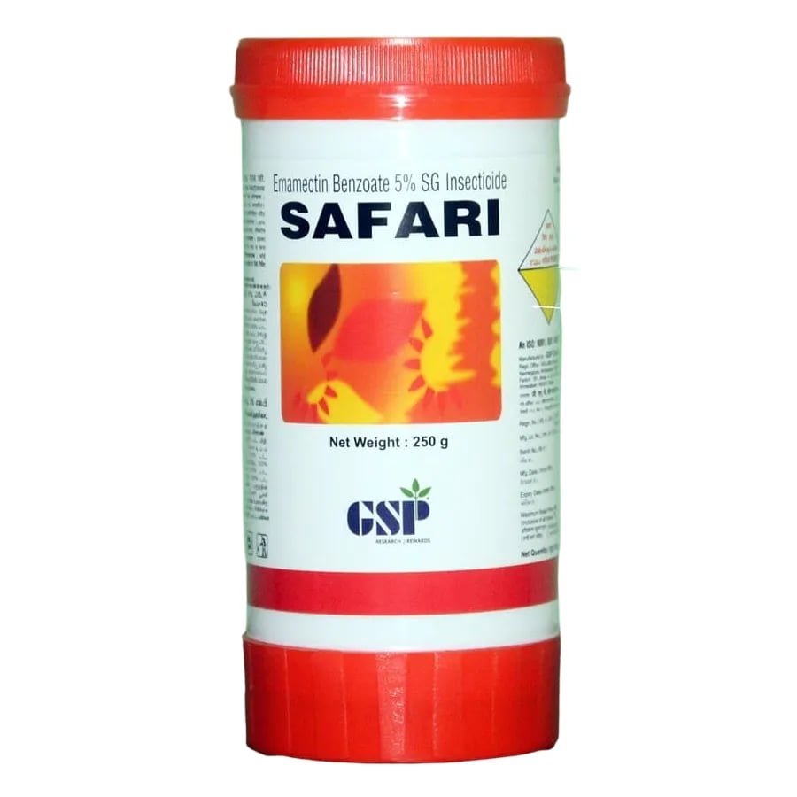 GSP Safari Emamectin Benzoate 5% SG Insecticide, Effective For Bollworm Thrips And Mites Control
