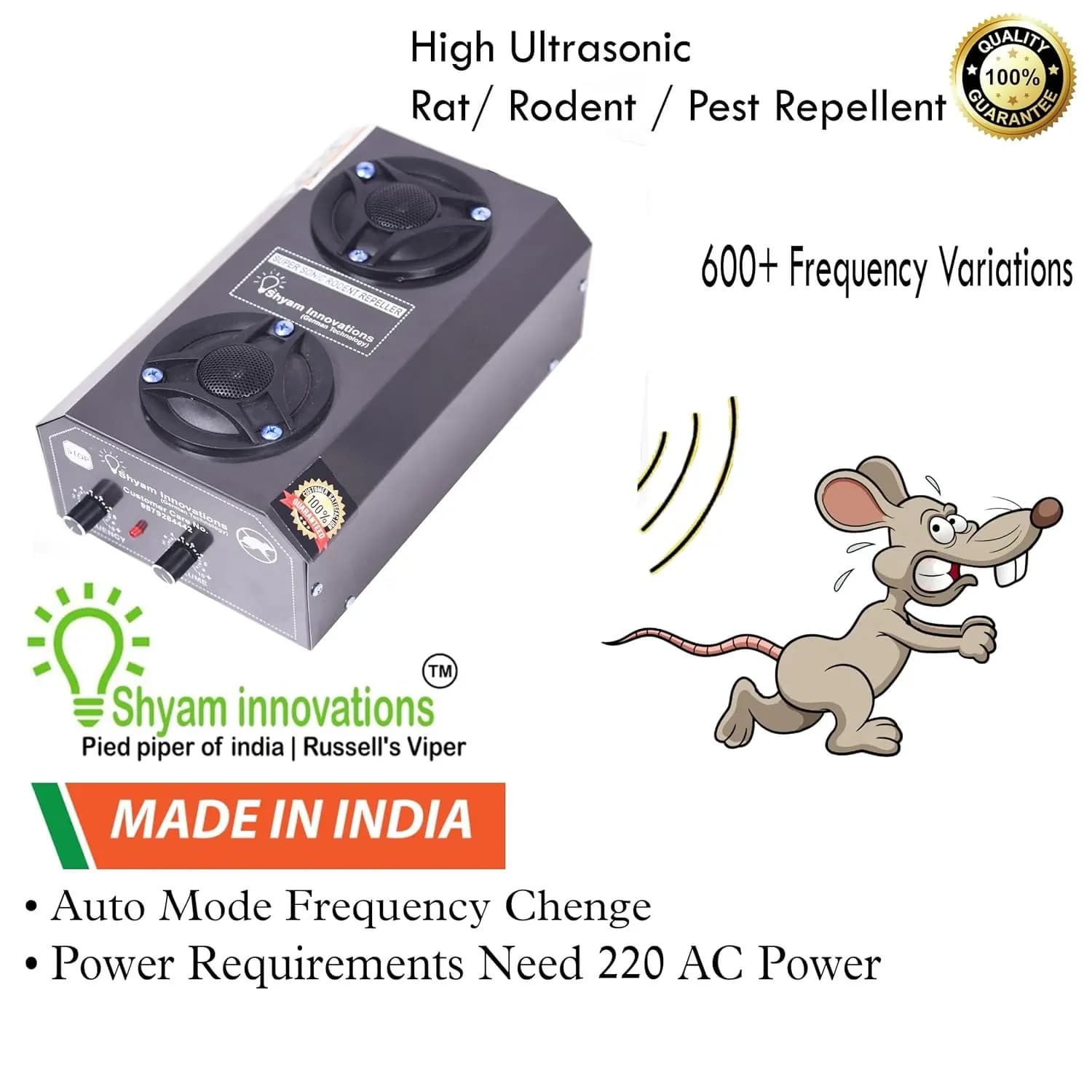 Shyam Ultrasonic Rat And Rodent Pest Repeller, Safe & Eco-Friendly, Ideal For Home & Office (3500 Sq. Ft) - Image 4