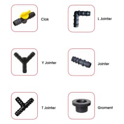 Radhe Agri 16 MM Drip Irrigation Pipe Fittings Accessories Set, Elbow, Tee, Straight Connector, Y Jointer, Drip Cock, Grommet (Each 25 Pcs) 4