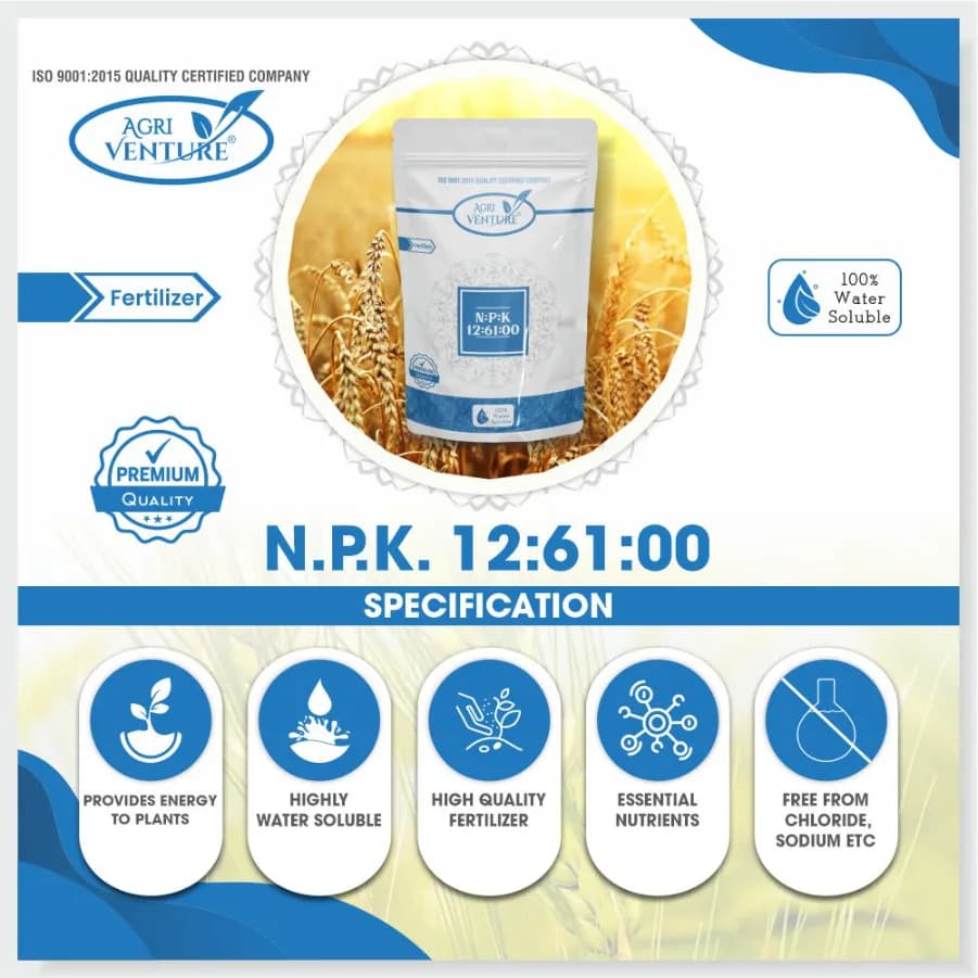 Agriventure NPK 12:61:00 Imported 100% Water Soluble Drip Fertilizer, Use for Vegetables and Fruits - Image 8