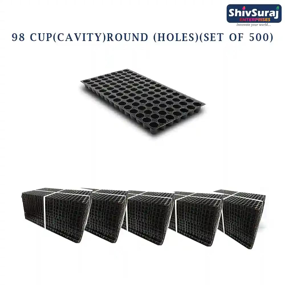 शिवसूरज 98 कैविटी सीड्लिंग ट्रे, गोल आकार के छेद वाली ट्रे, नर्सरी ट्रे, बीज बोने के लिए। - Image 9