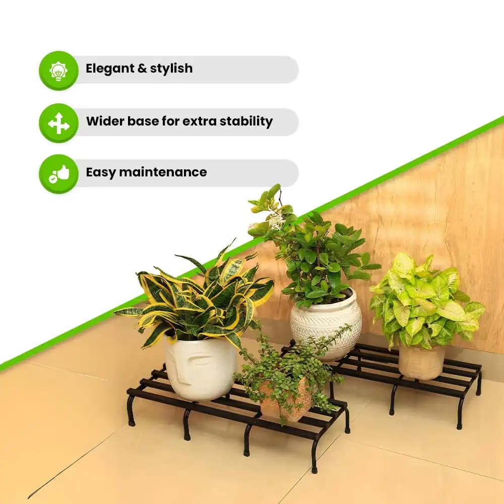 IFFCO Urban Garden 24 Inch Rectangular Metal Planter Stand, Galvanized Iron Stand For Indoor, Outdoor Plants And Pots - Image 8