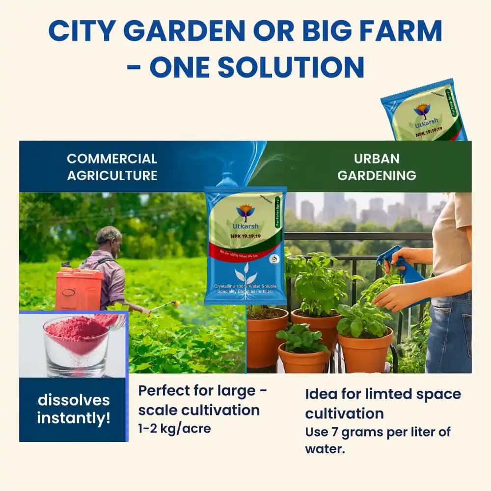 Utkarsh NPK (19:19:19) (Crystalline 100% Water Soluble Complex Fertilizer), Best Drip Irrigation Fertilizer - Image 5