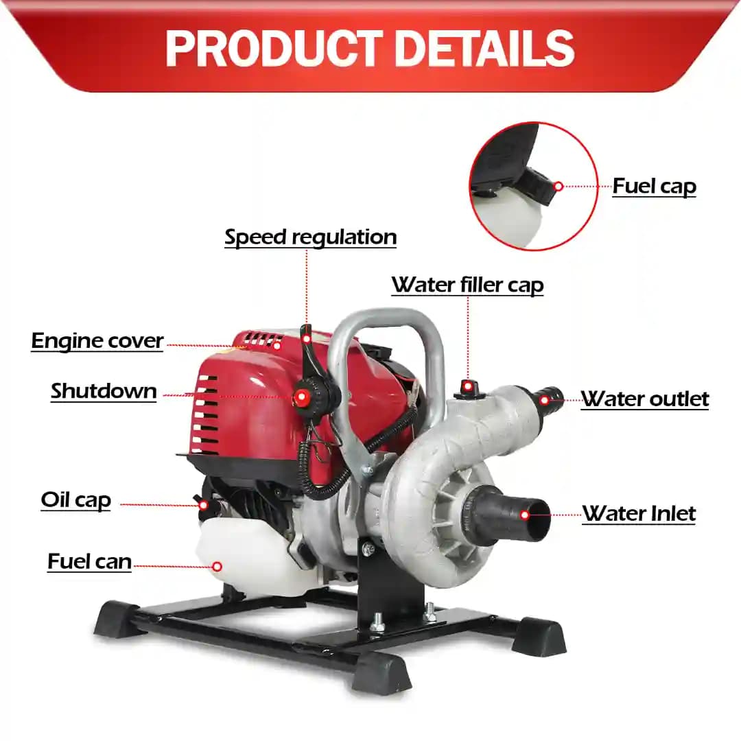Neptune 35CC Portable Water Pump 1.5 Inch Outlet, Powerful 4 Stroke Petrol Engine, Maximum Discharge 135 L.min Ideal for Farming, Draining, & Gardning - Image 8
