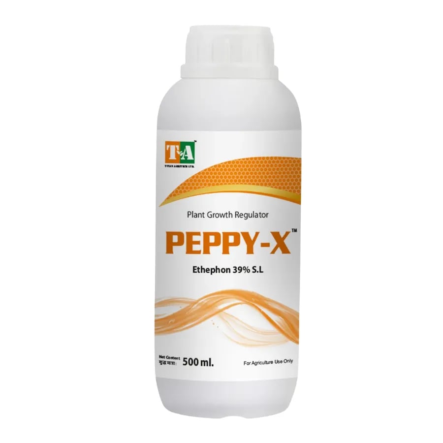 Titan Agritech Peppy-X Ethephon 39% SL Plant Growth Regulator, Enhances Flower Initiation In Fruit Trees And Ornamentals
