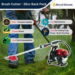 Royal Kissan RK350 Ultra Premium Brush Cutter 4-Stroke Back Pack, 35.8CC Petrol Engine 80T-2T Nylon Trimmer Blades, Gardening, Lawn Grass Trimming 2