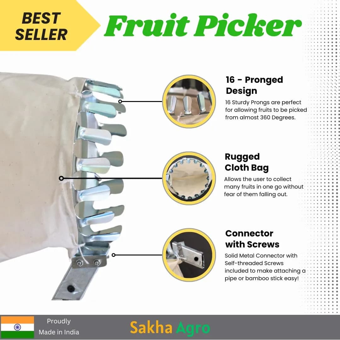Sakha Agro Fruit Picker, Head Basket for Picking and Gathering Fruits Like Mango, Guava, Pear, Apple, Orange, Lightweight Tool (Without Pipe) - Image 2
