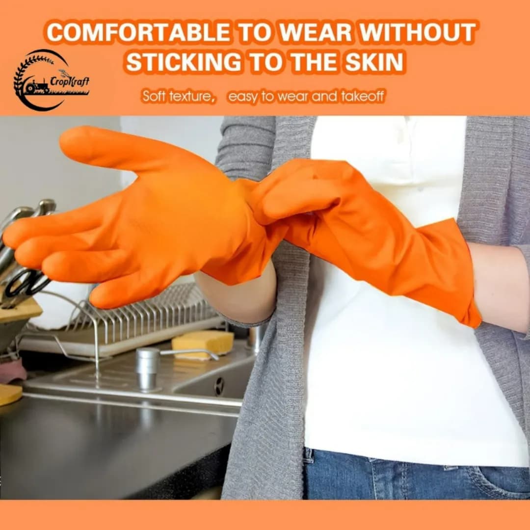 CropKraft Rubber Gloves, Ideal For Cleaning, Dishwashing, Gardening, And Household Tasks - Image 4