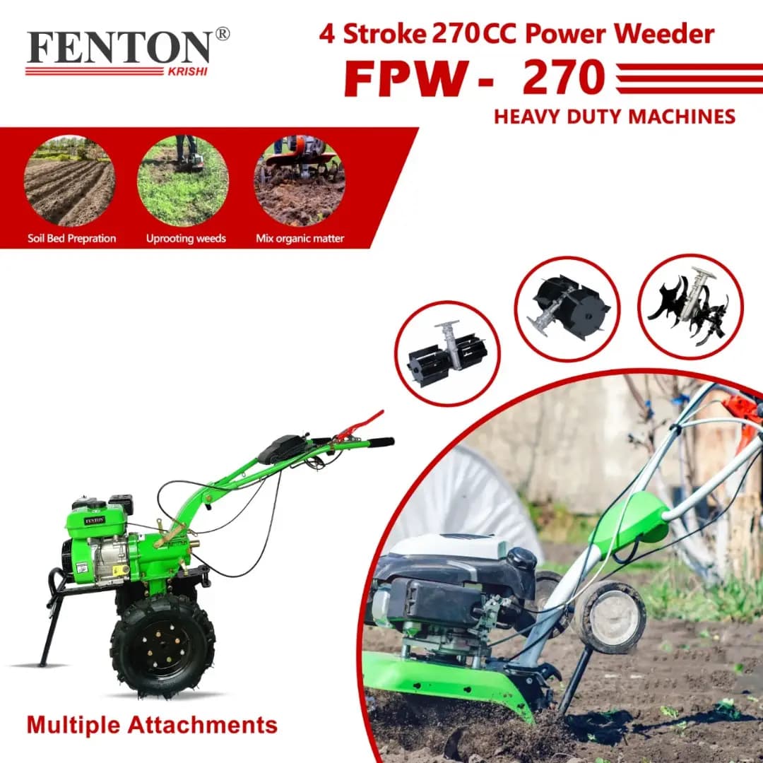 Fenton Krishi FMW-270 Mini Weeder, 270CC, 4-Stroke, 9HP Engine, 3.6L Fuel Tank, Best For Cultivation And Rotary And PTO - Image 2