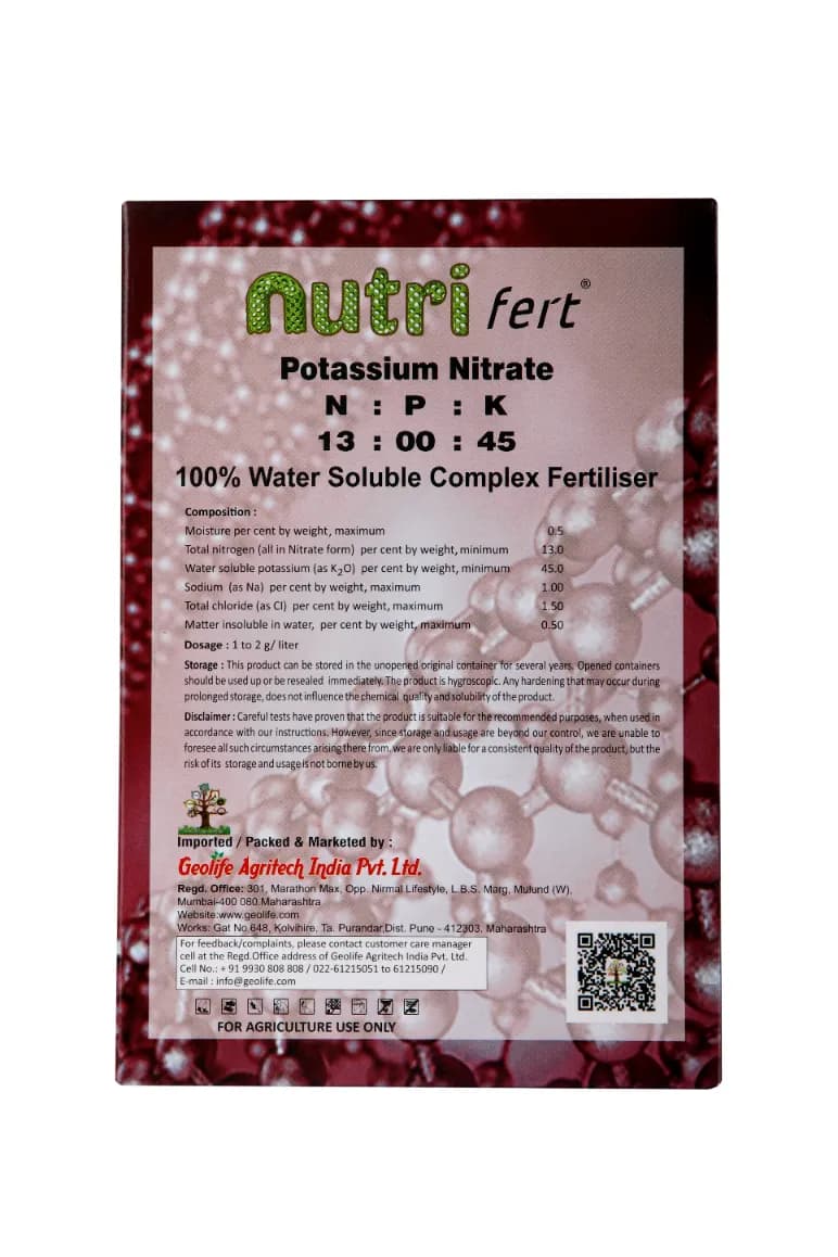 Geolife Nano Fert Potassium Nitrate Npk 13:00:45 Water Soluble Fertilizer , It Increases The Transition And Storage Of The Digested Materials - Image 3