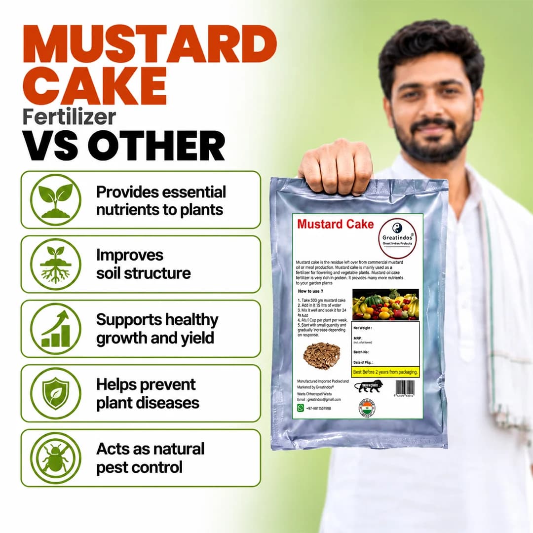 Greatindos Grade A Premium Quality 100% Organic Mustard Cake, Widely Used As a Fertilizer For Flowering and Vegetable Plants - Image 3