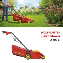 Wolf Garten Lawn Mower (A 400 E), Electric 3-In-1, 1800 W AC Adapter Push Lawn Mower, Fully Foldable Soft Grip Handle 3