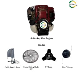 Farmq FQ-BC-35SP 4-Stroke 35CC Petrol Brush Cutter, Side Pack, High Power And Multiple Blades 3