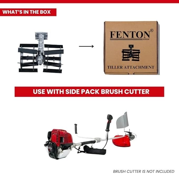 Fenton Krishi FTK-TA-28C Tiller Attachment, 28mm Cross Type Shaft Used With Side Pack Brush Cutter - Image 4