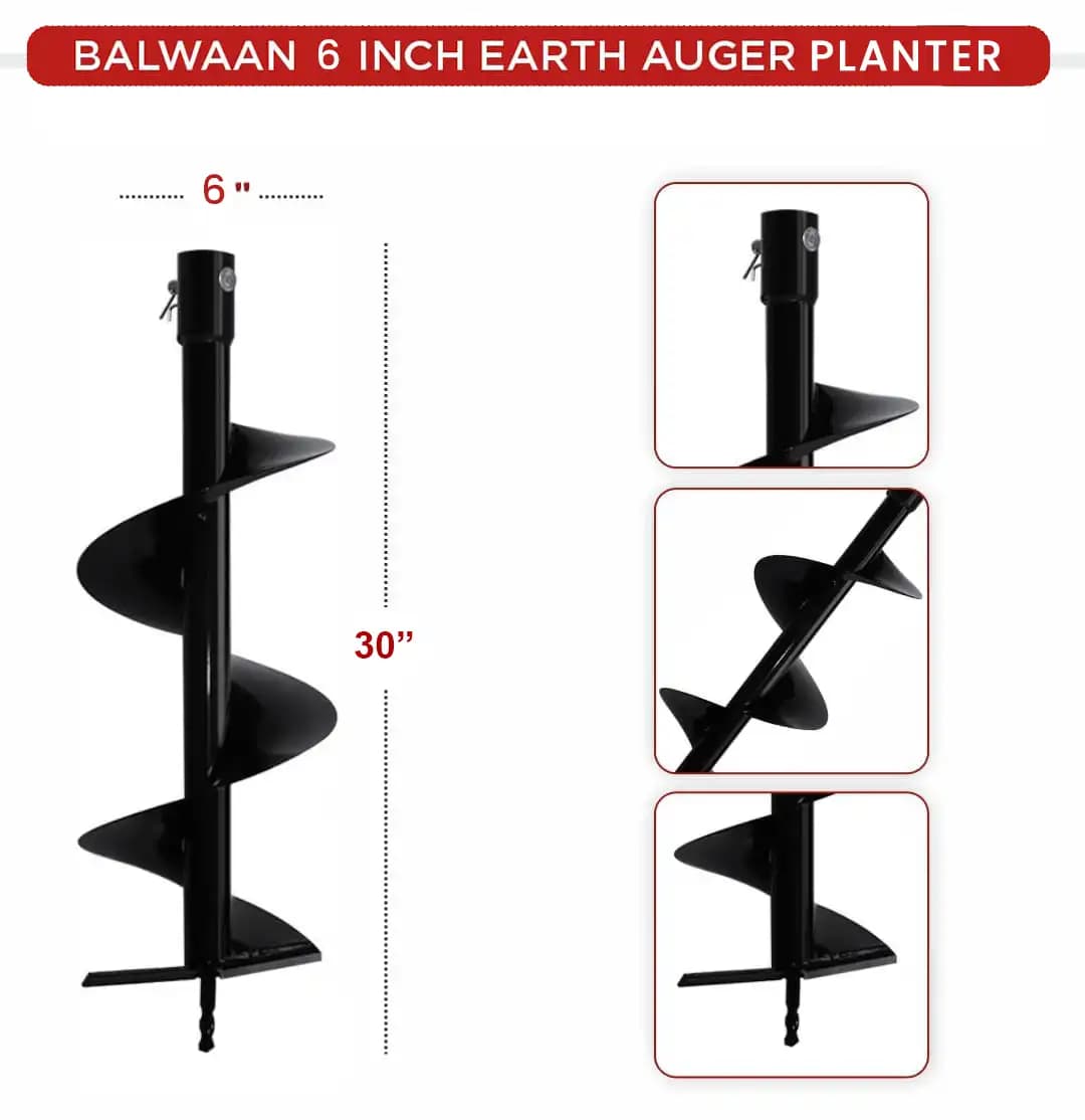 Balwaan PT-6 Single Spiral Earth Auger Planter, 6 Inch Width, Heavy Duty, Durable And Rust Resistant - Image 4