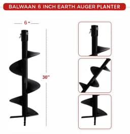 Balwaan PT-6 Single Spiral Earth Auger Planter, 6 Inch Width, Heavy Duty, Durable And Rust Resistant 4