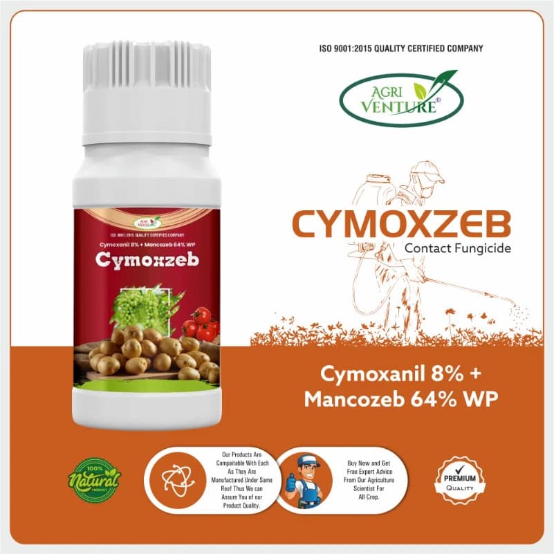 Agriventure CYMOXZEB Cymoxanil 8% + Mancozeb 64% WP Fungicide, Powerful Control Of Downy Mildew, Late Blight , White Rust & Alternaria Blight - Image 2