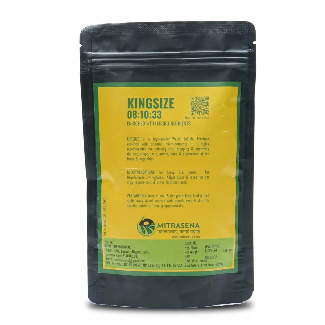 Biowall Kingsize NPK 08:10:33 Water Soluble Fertilizer, Enriched With Micronutrients & Anti Fruit Drop - Image 2