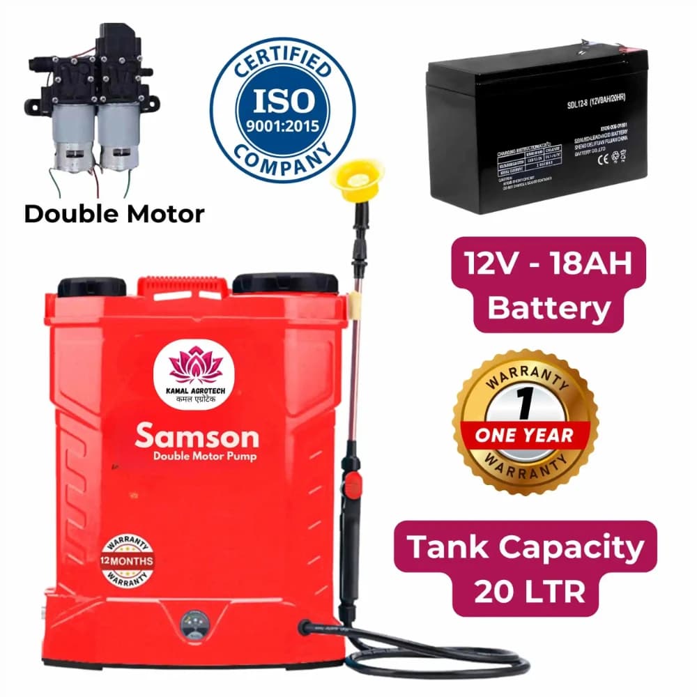 Kamal Agrotech Samson Double Motor Sprayer Pump, Gun, 20L Tank, 12V-18Ah Battery, 20 Feet Spray Height, High-Efficiency Dual Motors - Image 6