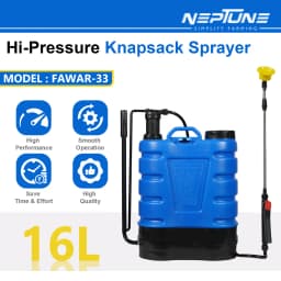 Neptune Fawar-33 Knapsack Hand Operated Sprayer, 16L HDPE Tank, Plastic Pressure Pump, Telescopic Lance with 3 Nozzles, Ideal for Farming, Gardening 2