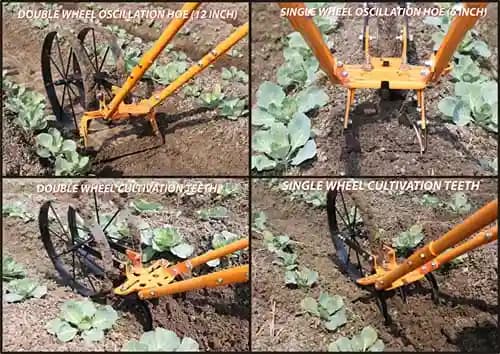 MAHAN MWH Manual Wheel Hoe with Oscillating Hoe, Plow Set, Cultivation Teeth, Marker - Image 4